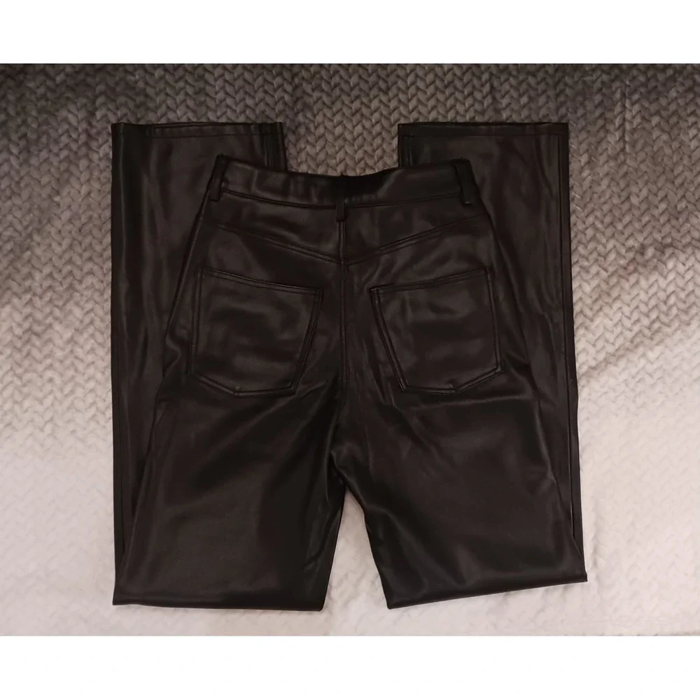 Zara Pants Womens Black Faux Leather Straight Leg EUR‎ 34 US 2 MEX 24 - Picture 3 of 14